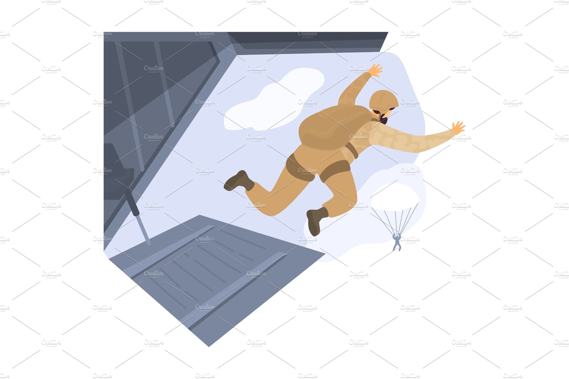 Paratrooper jump parachute combat cover image.