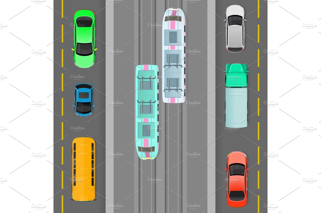 City Traffic on Top View Flat Vector Concept cover image.
