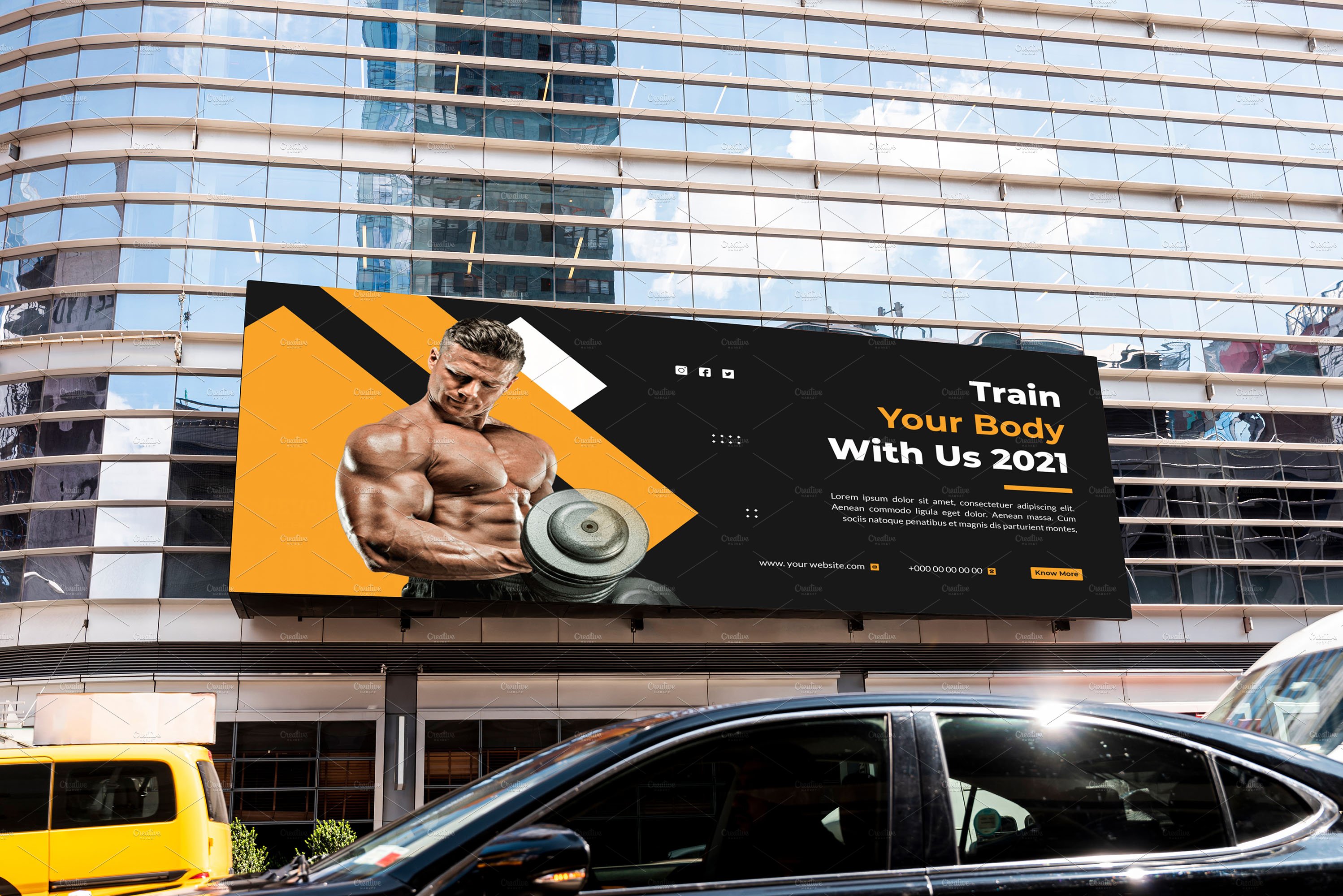 Fitness & Gym Billboard Template preview image.