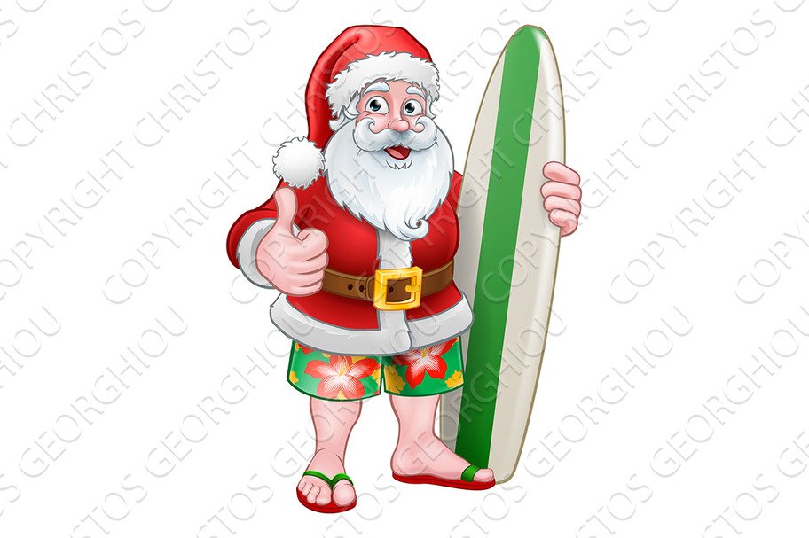 Christmas Santa Claus Surf Cartoon cover image.