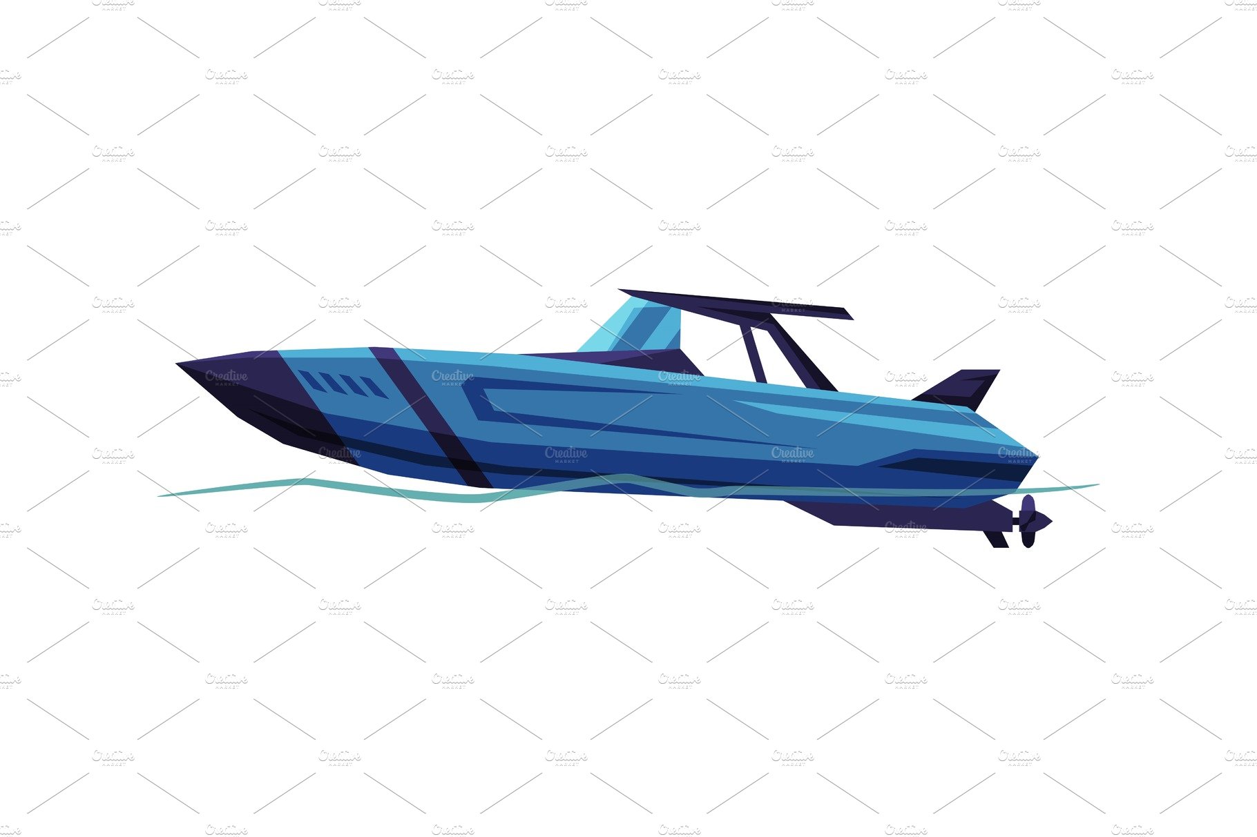 Speedboat, Blue Sailboat, Modern cover image.