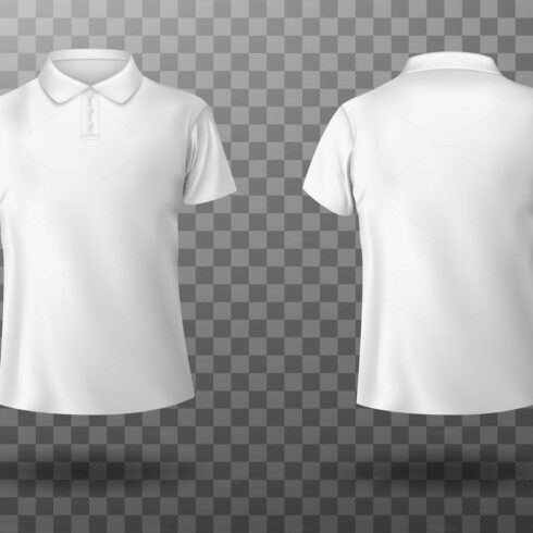 Realistic mockup of male white polo cover image.