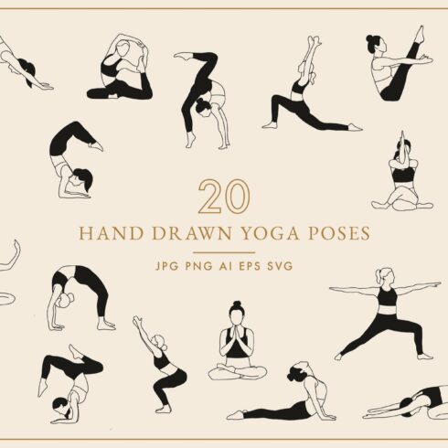 Hand Drawn Yoga Poses Illustrations cover image.