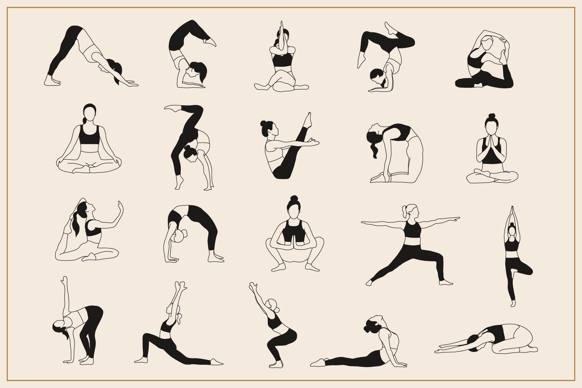 Hand Drawn Yoga Poses Illustrations preview image.