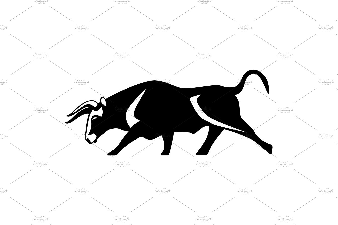 Bull black silhouette realistic icon muscular and aggressive cow cover image.