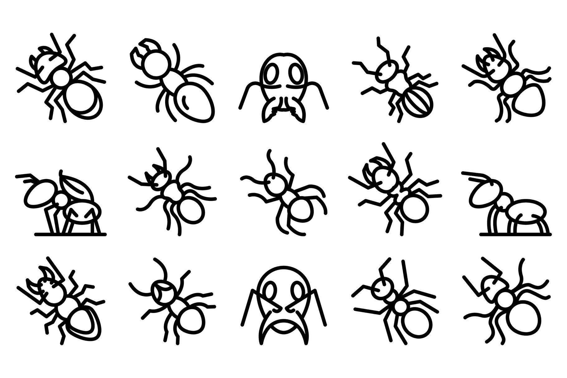 Ant icons set, outline style cover image.
