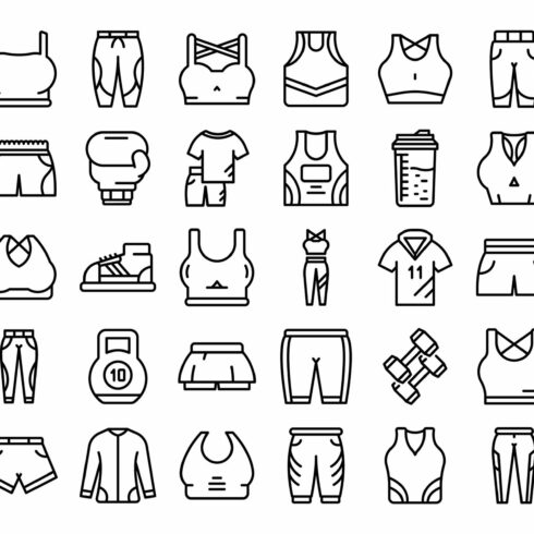 Workout fashion icons set outline cover image.