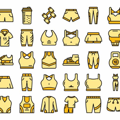 Workout fashion icons set vector cover image.