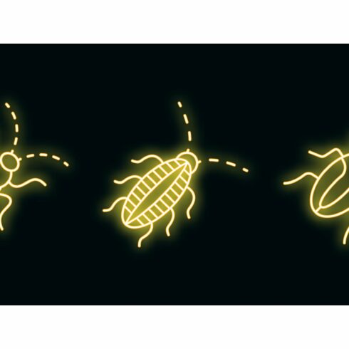 Cockroach icons set vector neon cover image.