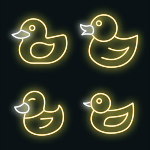 Duck icons set vector neon cover image.
