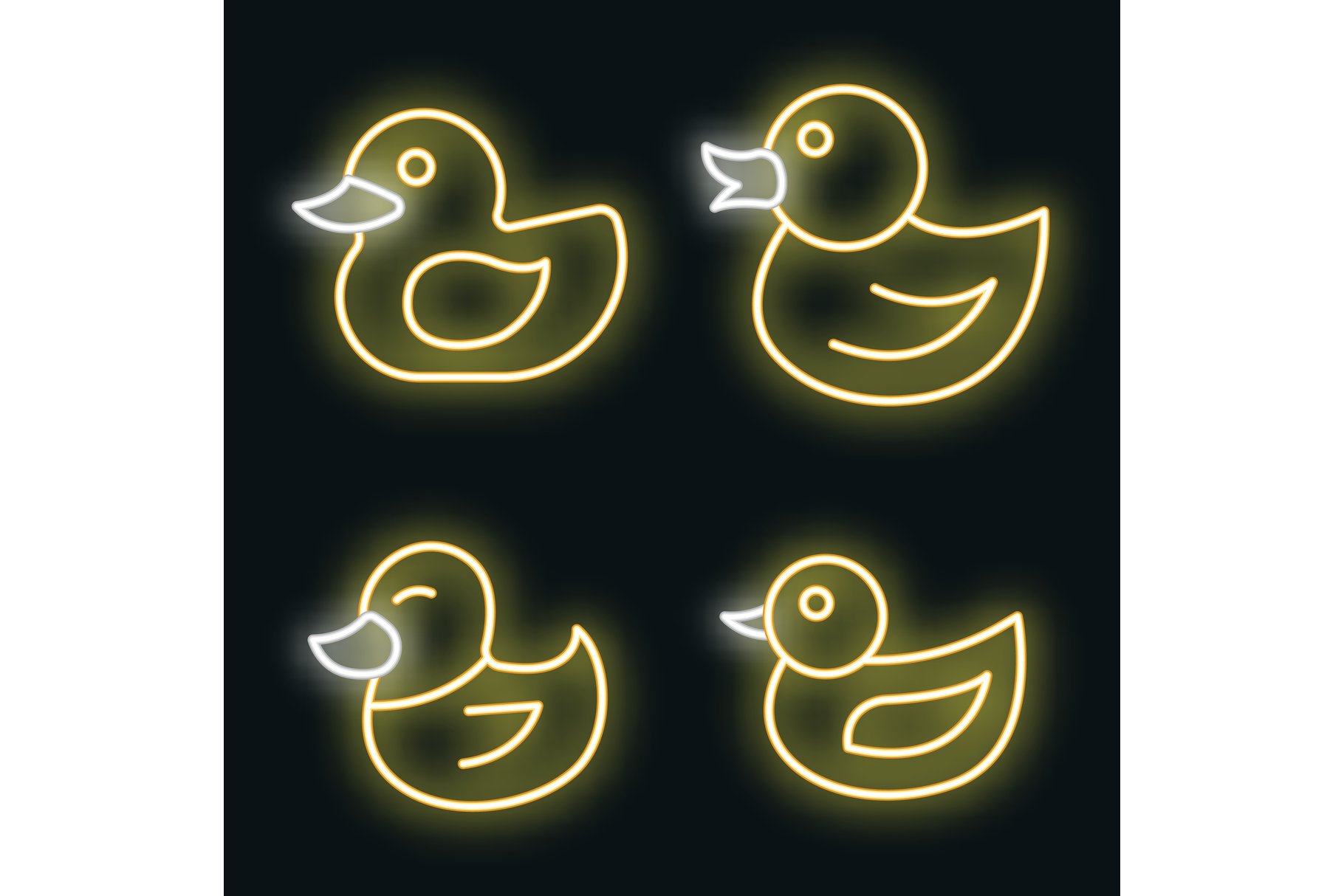 Duck icons set vector neon cover image.