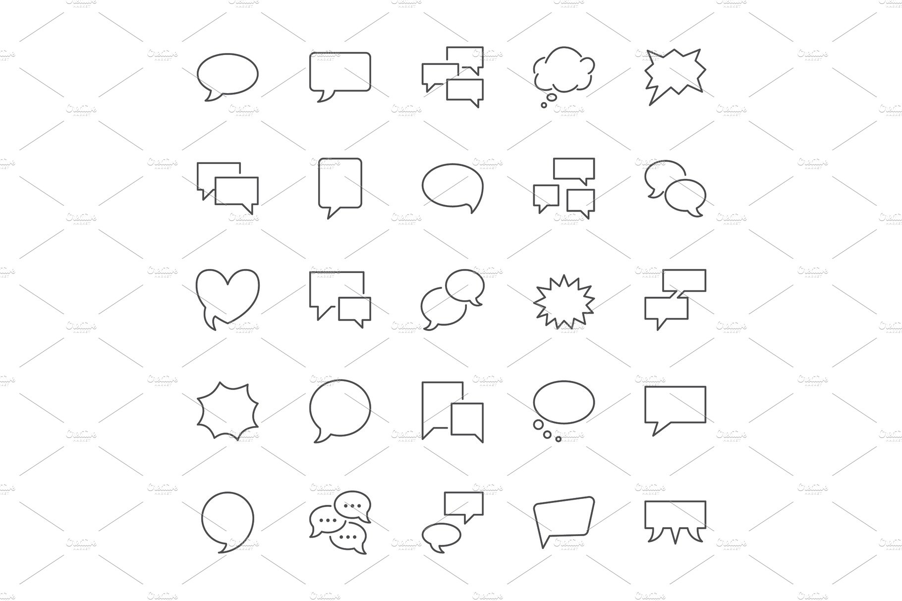 Speech Bubble Line Icons preview image.