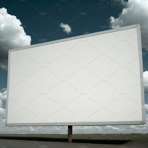 Outdoor pole billboard with mock up white screen on amazing sky background.... cover image.