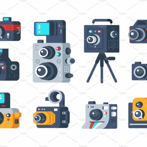 Different types of cameras set cover image.