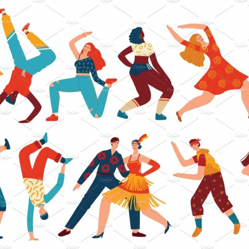 People dance vector illustration set cover image.