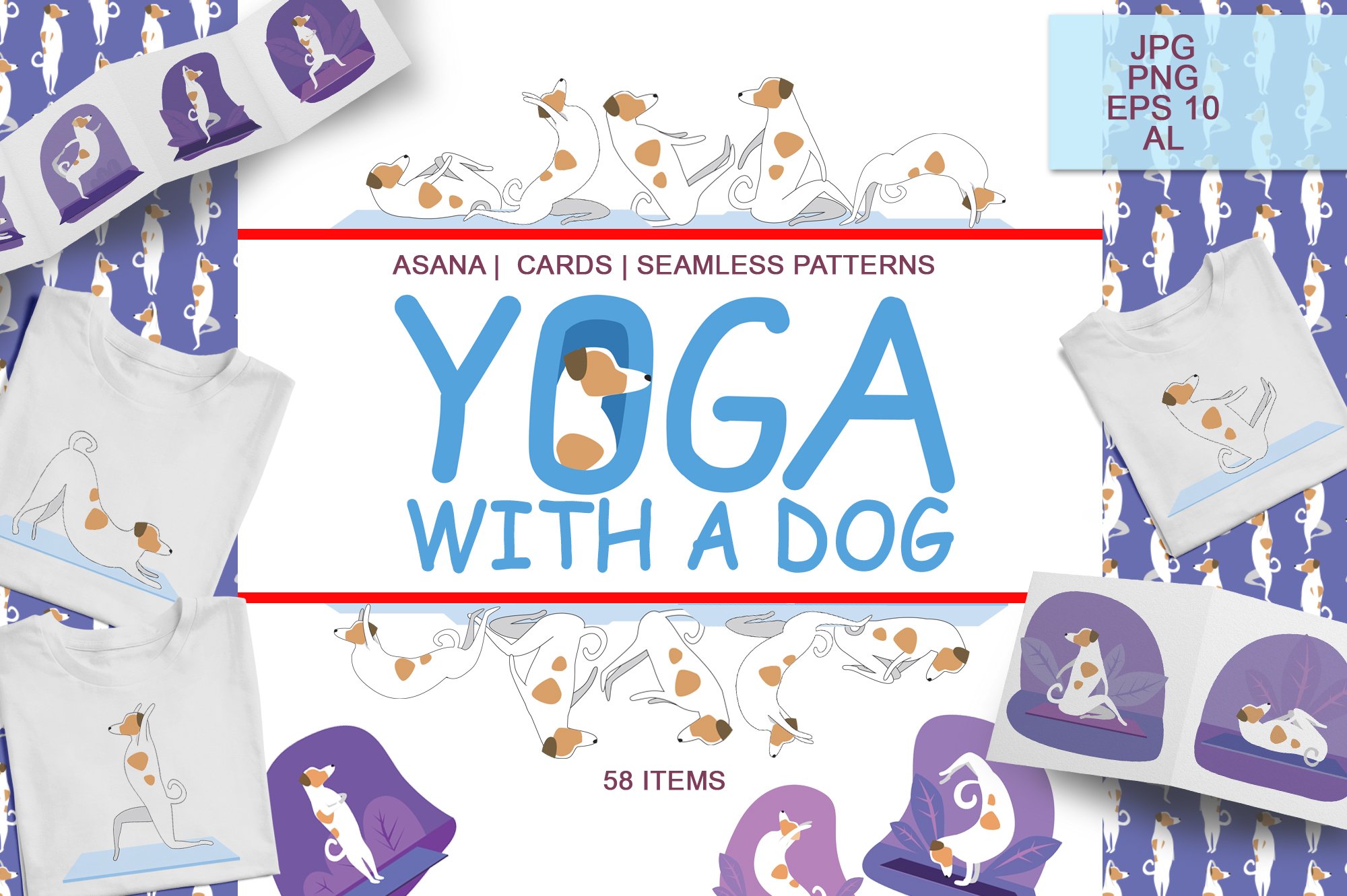 SALE! Yoga with a dog. Illustrations cover image.