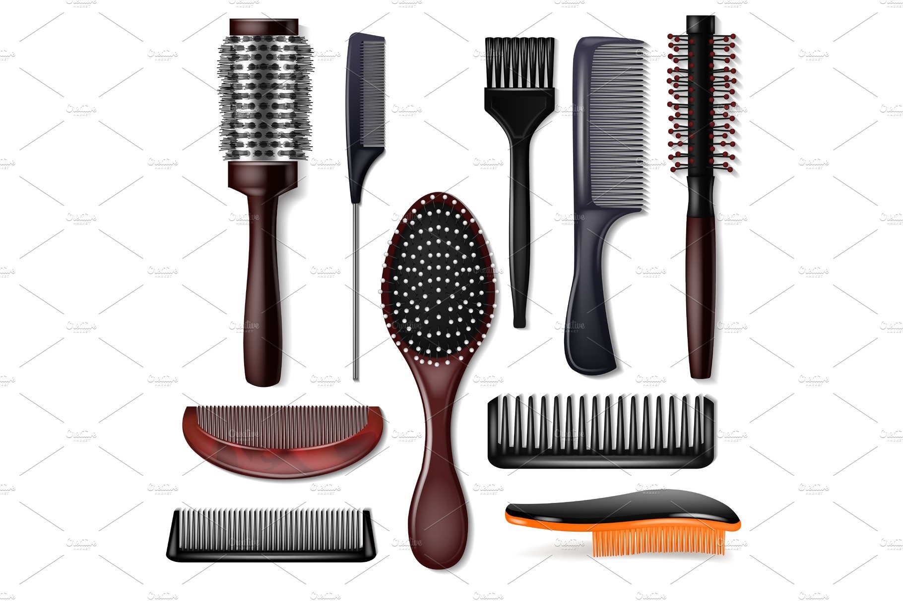 Hair brush vector hairstyling comb cover image.
