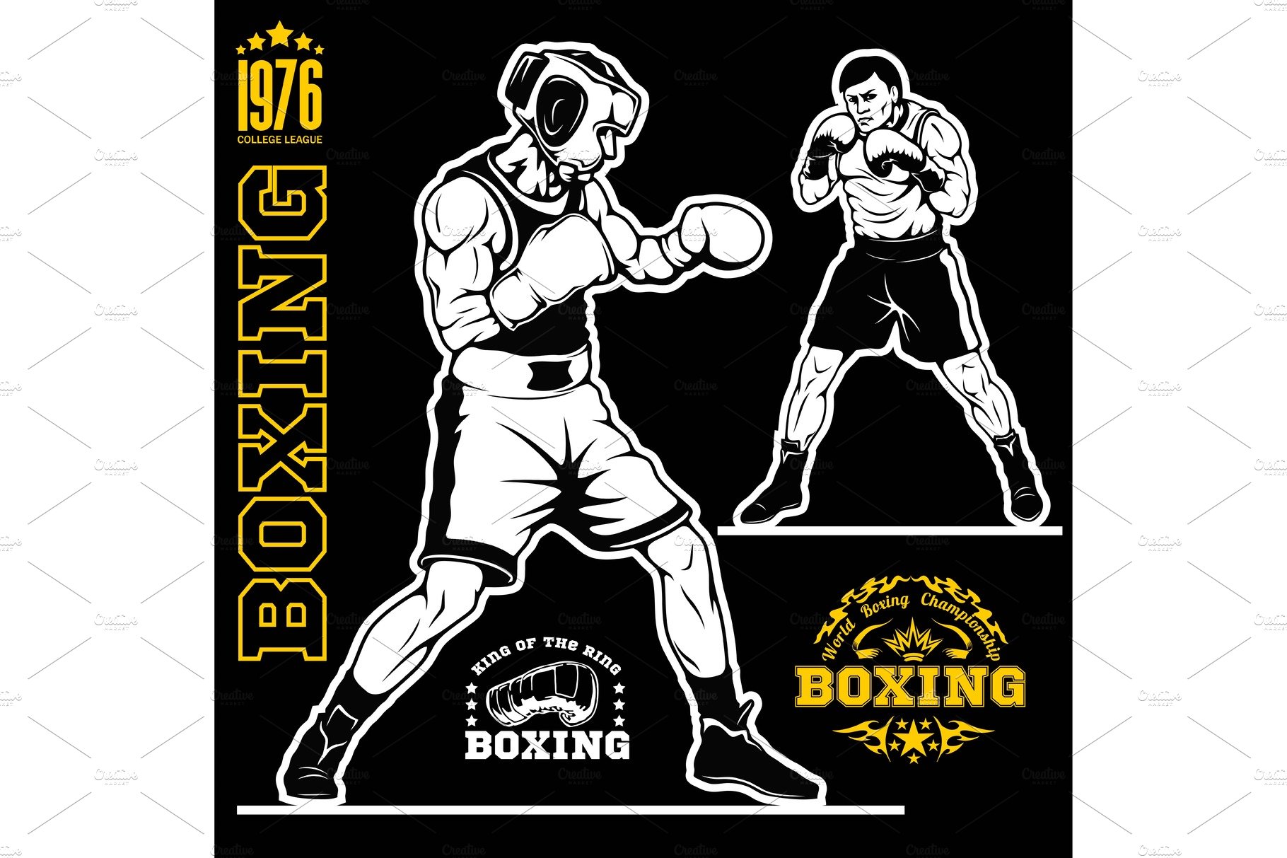 Boxing set - boxers, emblems, labels cover image.