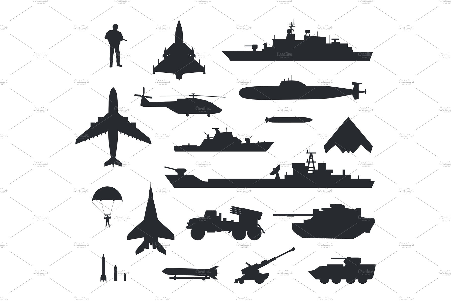 Set of Military Armament Vector cover image.