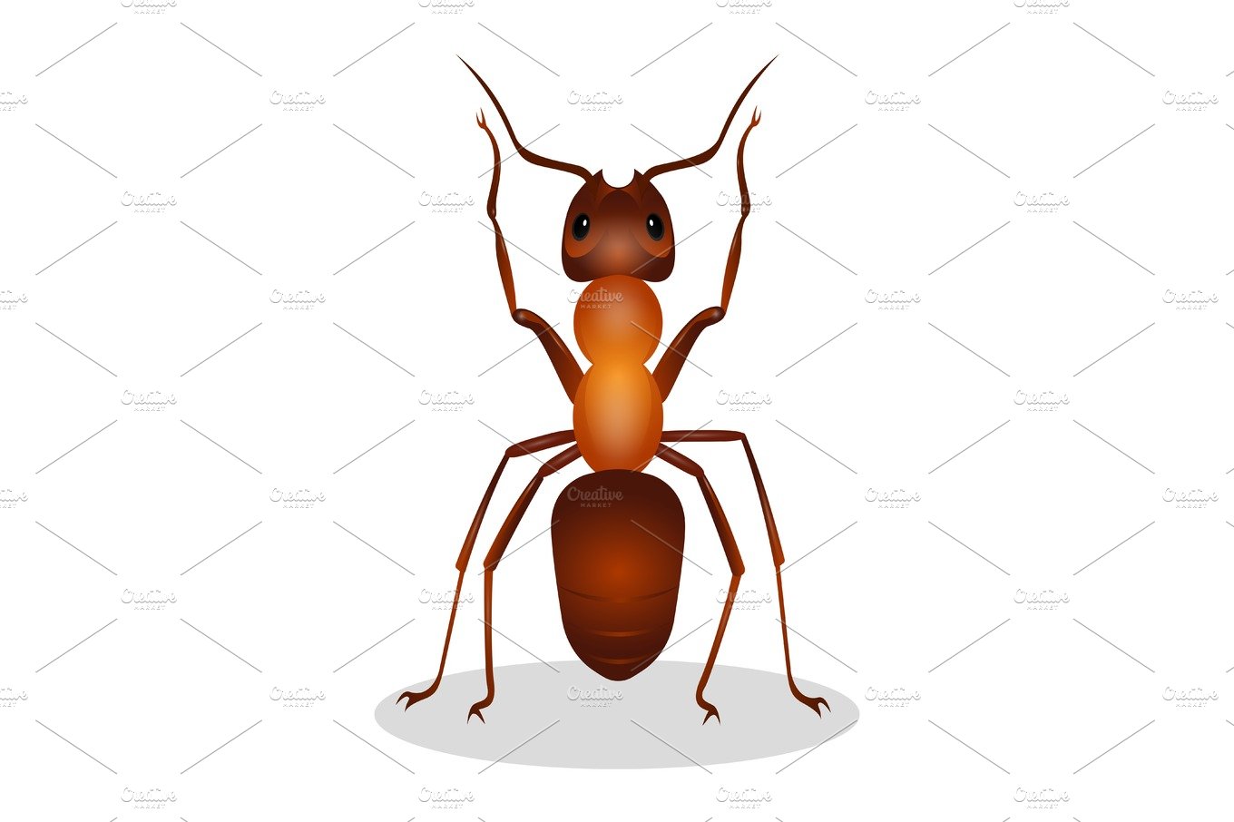 Realistic ant with two legs raised up  hooked clows isolated cover image.