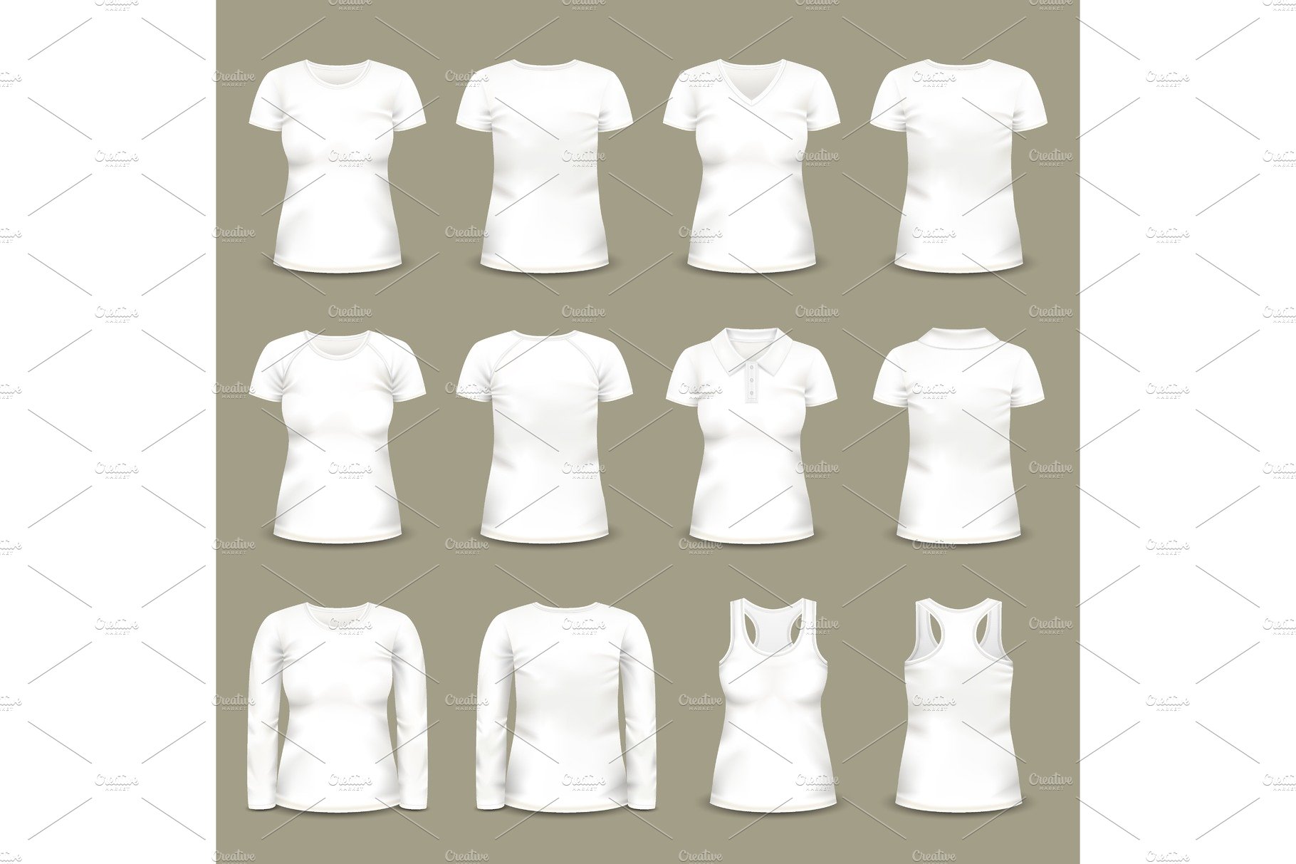Set of isolated white woman shirts cover image.