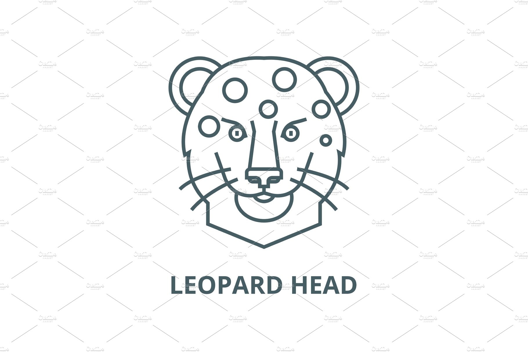 Leopard head vector line icon cover image.