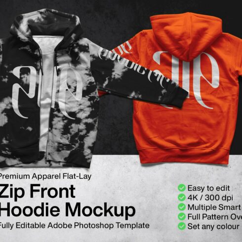 Zip Front Hoodie Mockup cover image.