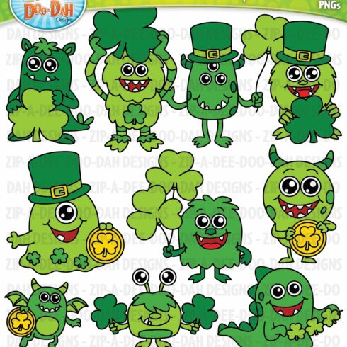 St. Patrick's Day Monsters Clipart cover image.