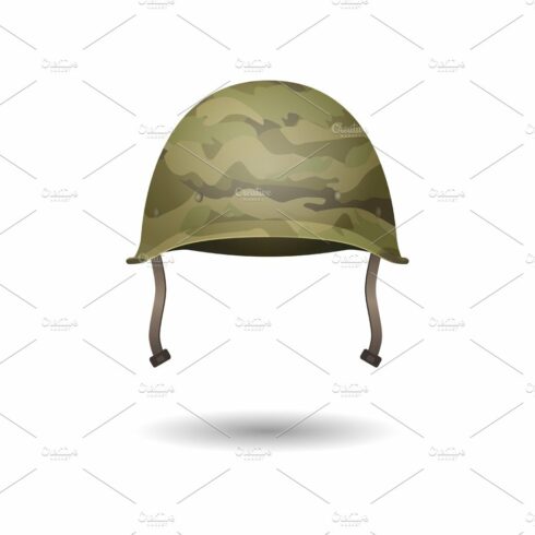 Military modern helmet with camouflage patterns. Vector illustration. cover image.
