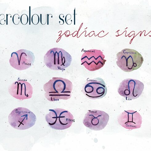 Zodiac Signs Watercolor Backgrounds cover image.