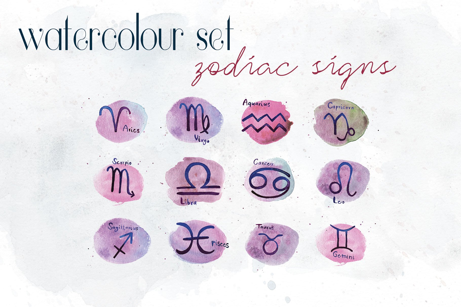 Zodiac Signs Watercolor Backgrounds cover image.