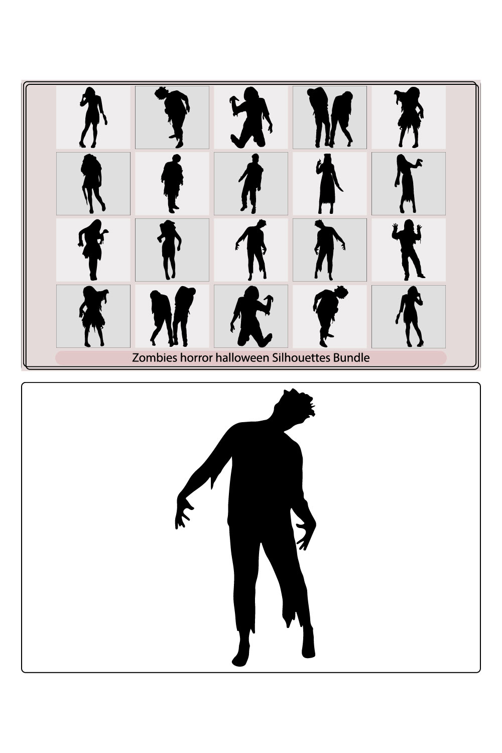 Zombie silhouettes set,Zombie Hand Silhouette Clip Art Design Vector Halloween Scary Grave pinterest preview image.
