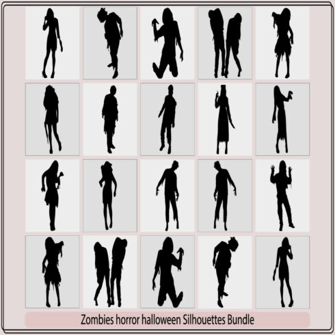 Zombie silhouettes set,Zombie Hand Silhouette Clip Art Design Vector Halloween Scary Grave cover image.
