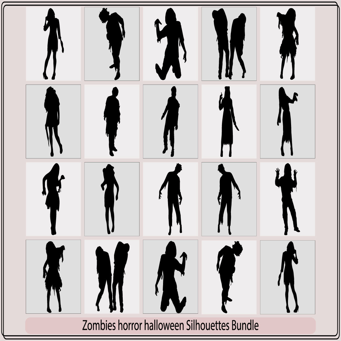 Zombie silhouettes set,Zombie Hand Silhouette Clip Art Design Vector Halloween Scary Grave preview image.