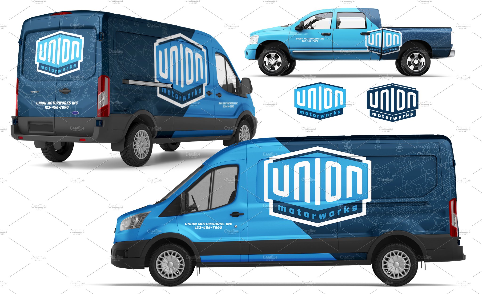 3 View Vehicle Wrap MockUp preview image.
