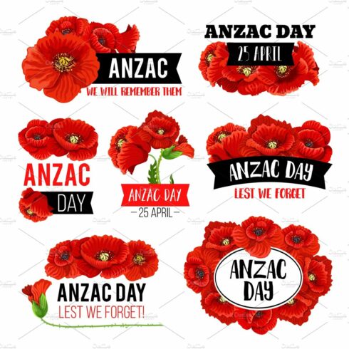 Anzac Day poppy flower memorial card design cover image.