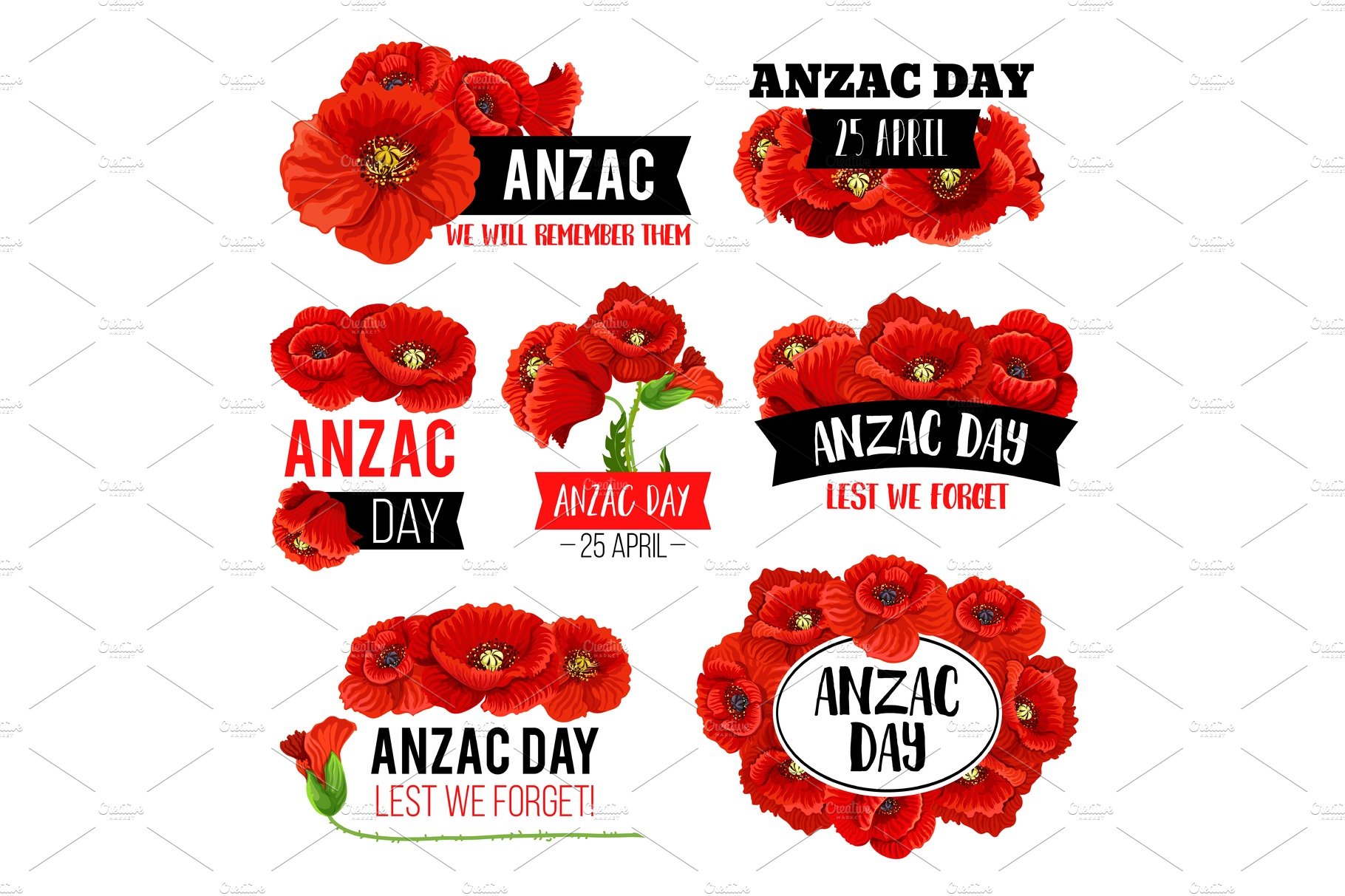 Anzac Day poppy flower memorial card design cover image.