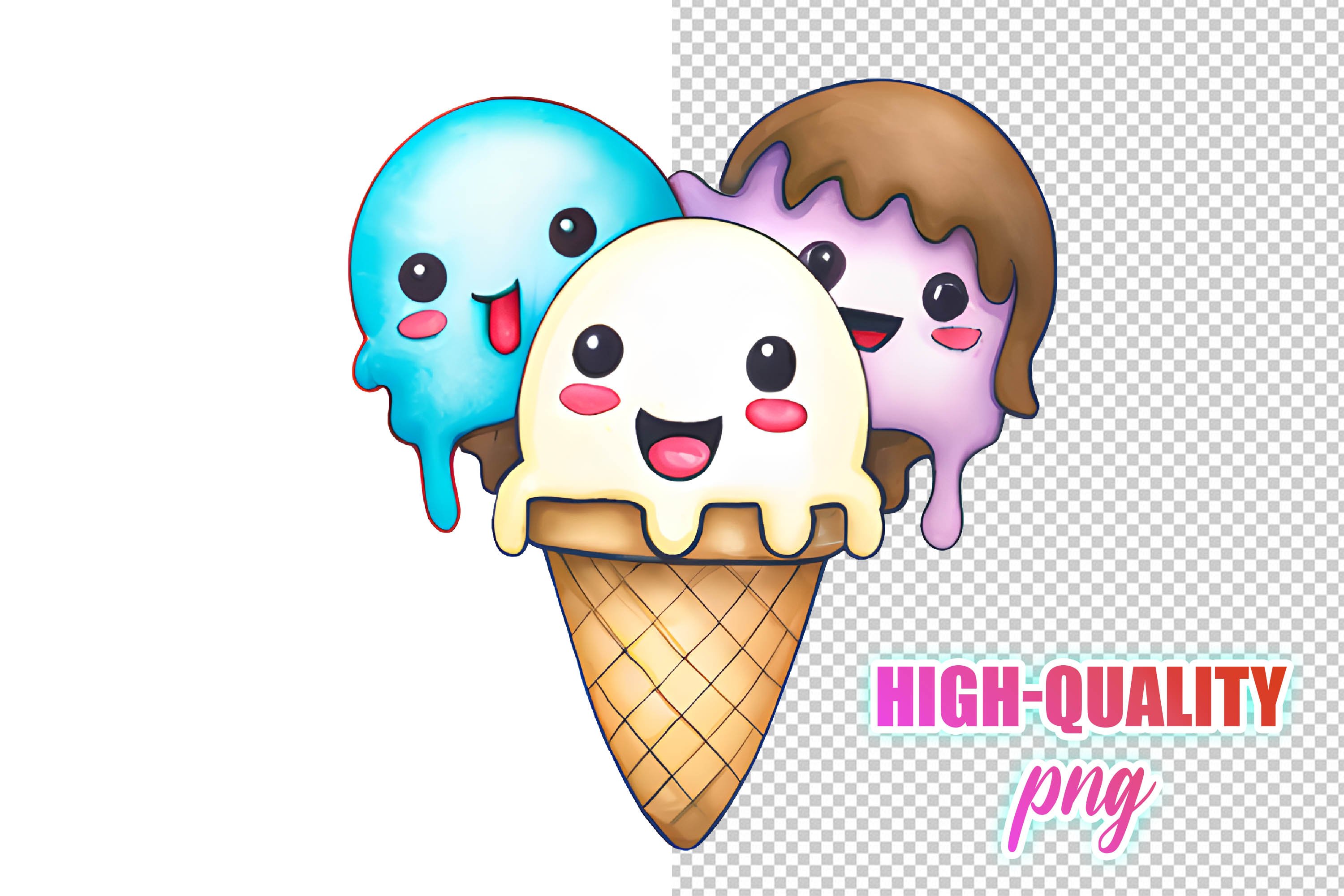 Watercolor ice cream Clipart preview image.