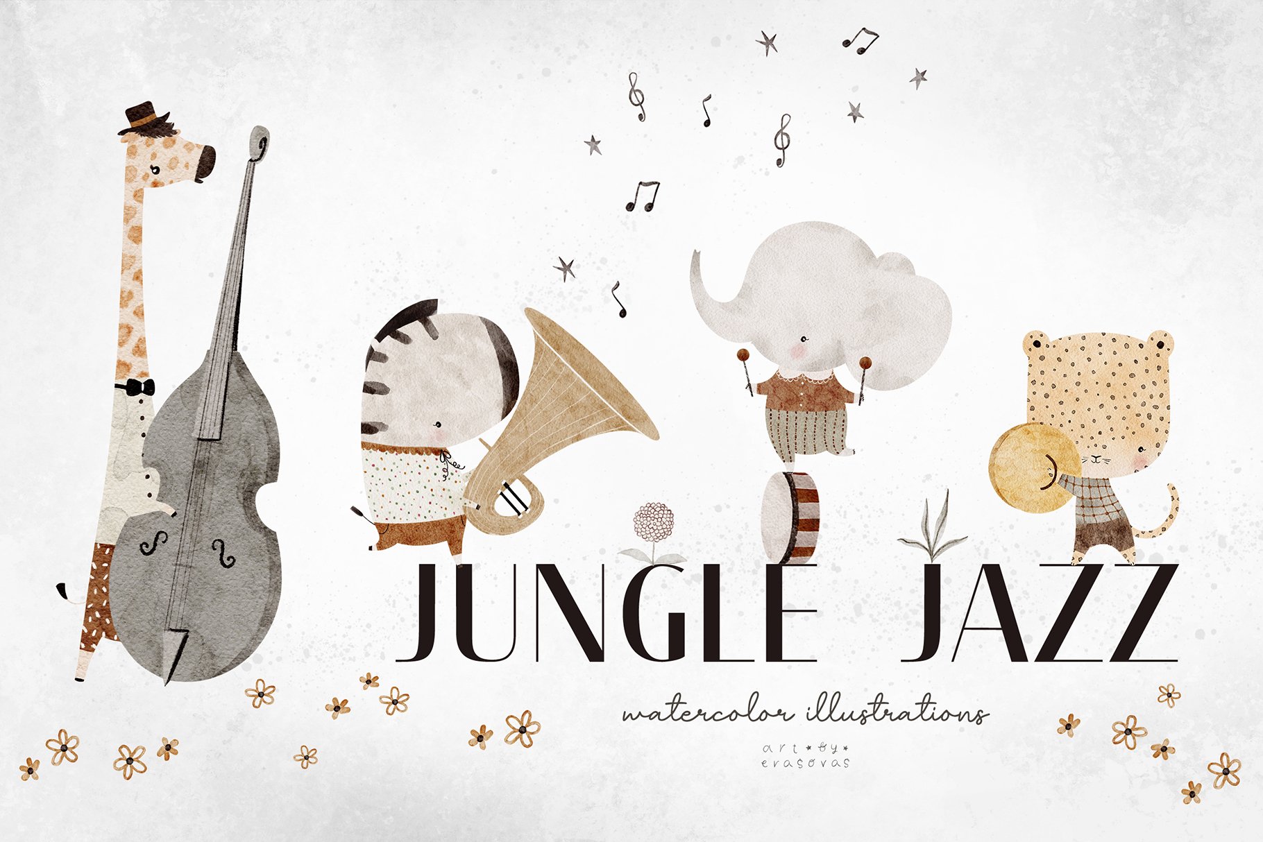 JUNGLE JAZZ watercolour set cover image.