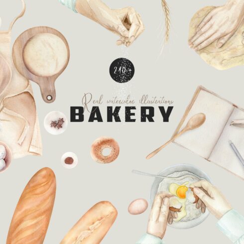 Watercolor Bakery Illustration Set cover image.