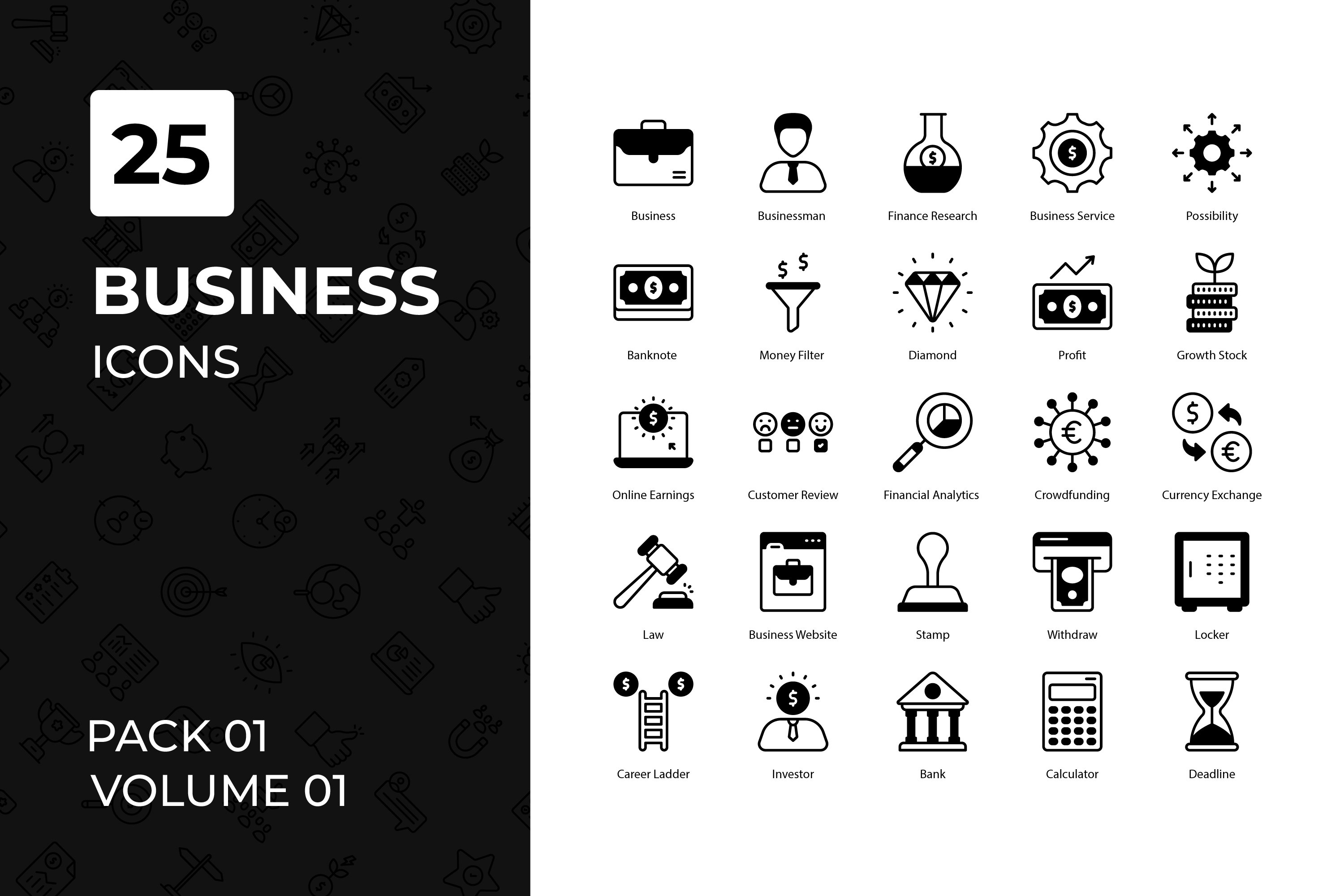 2400 Business Icons Mega Bundle preview image.