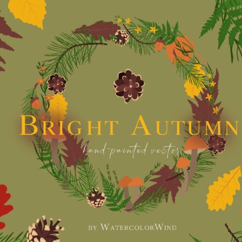 Fall floral vector leaves clipart cover image.