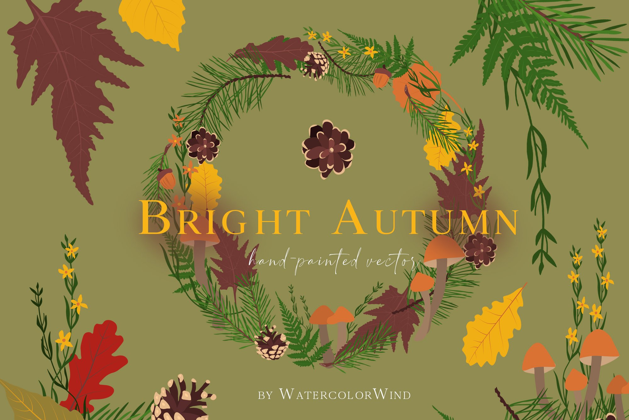 Fall floral vector leaves clipart cover image.