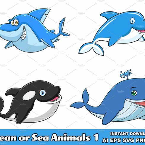 Ocean Or Sea Animals Characters 1 cover image.