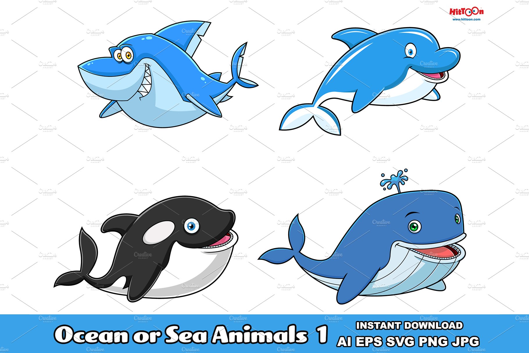 Ocean Or Sea Animals Characters 1 cover image.