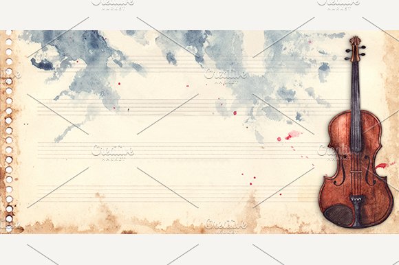 Music violin note sheet background cover image.