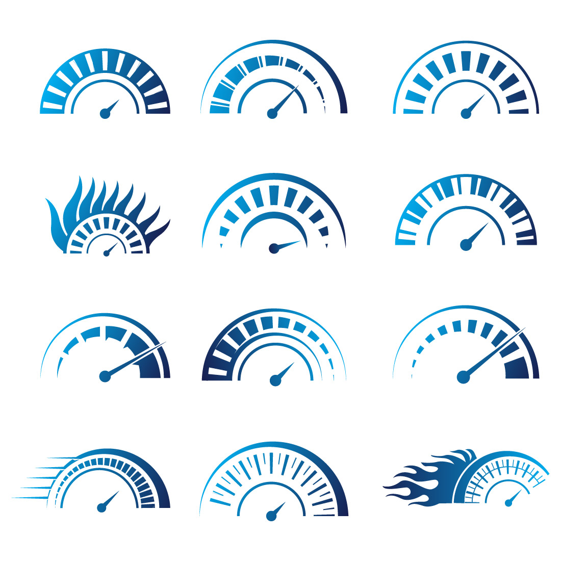 Abstract Vector 12 Speed Logo Bundle Creative Speed, Time, Clock Icon Set preview image.