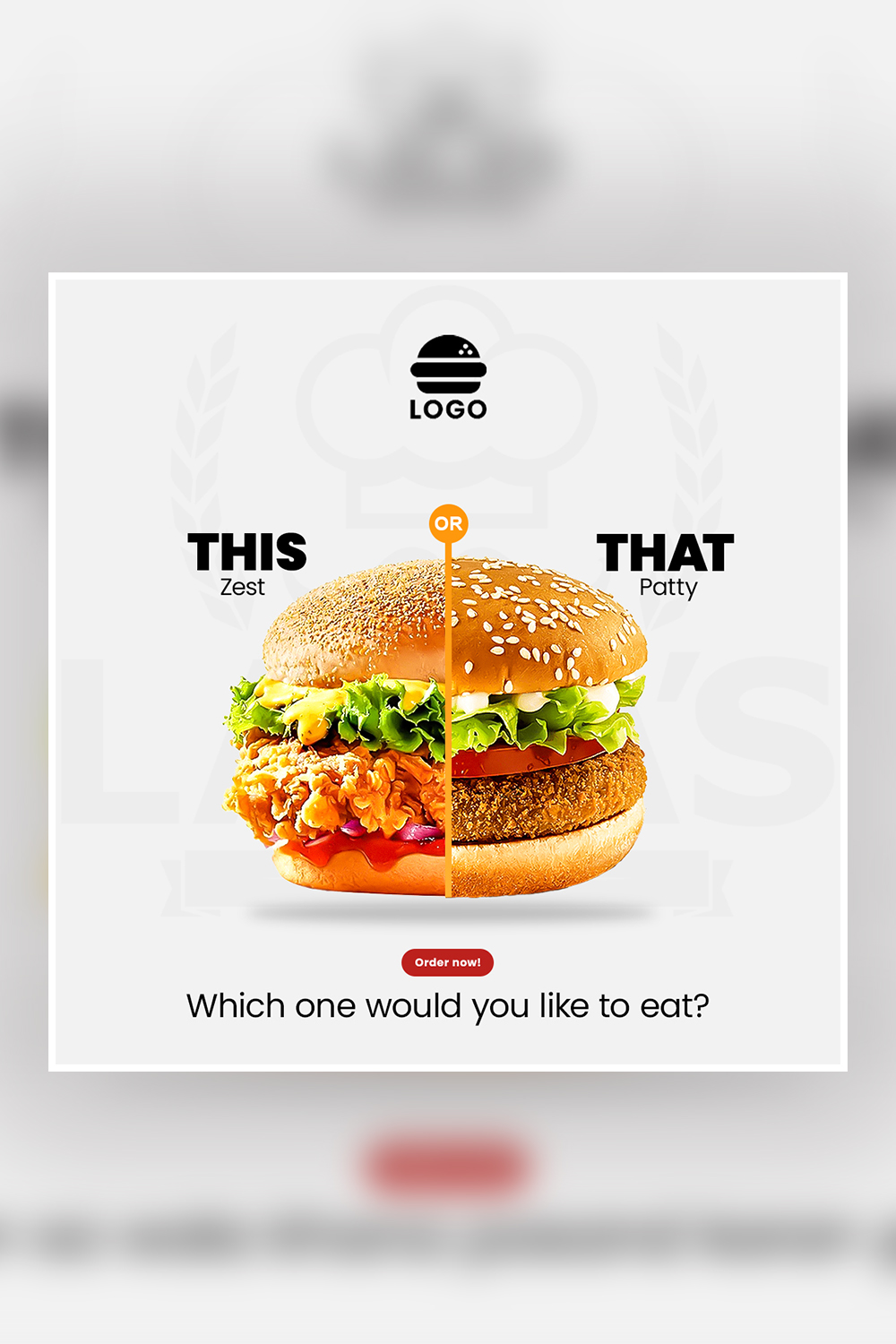 Fast food social media post template pinterest preview image.