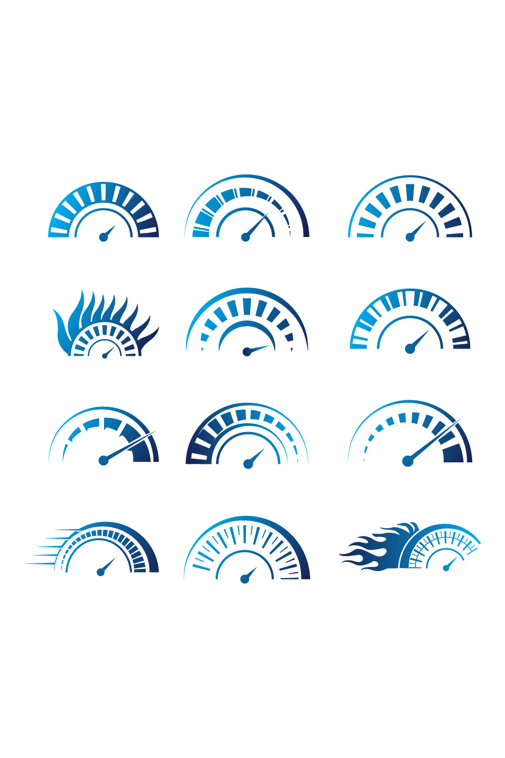 Abstract Vector 12 Speed Logo Bundle Creative Speed, Time, Clock Icon Set pinterest preview image.