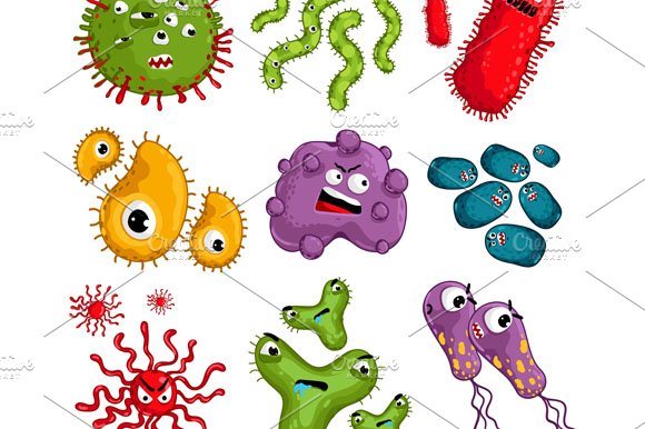 Cartoon bacteria characters cover image.